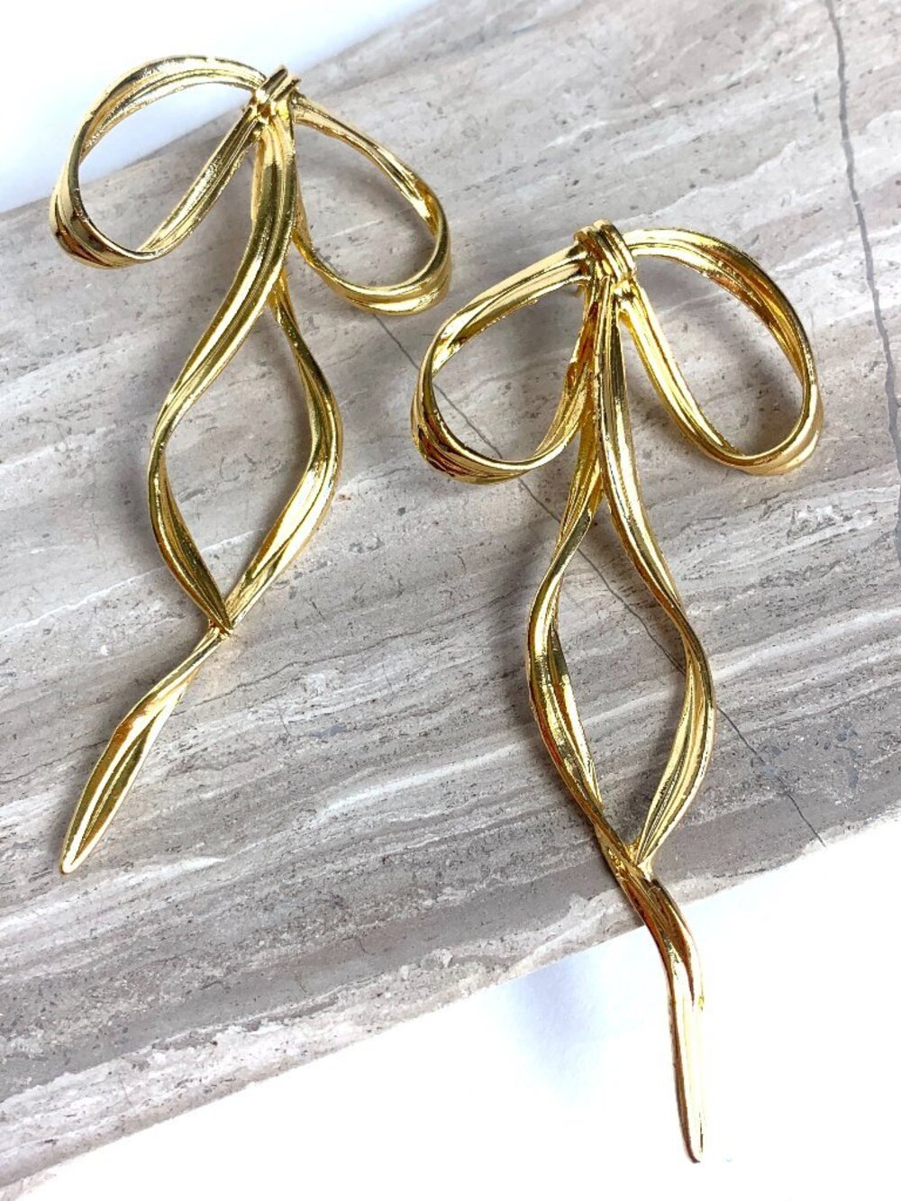 NEW Anthropologie Gold Floppy Bow Earrings